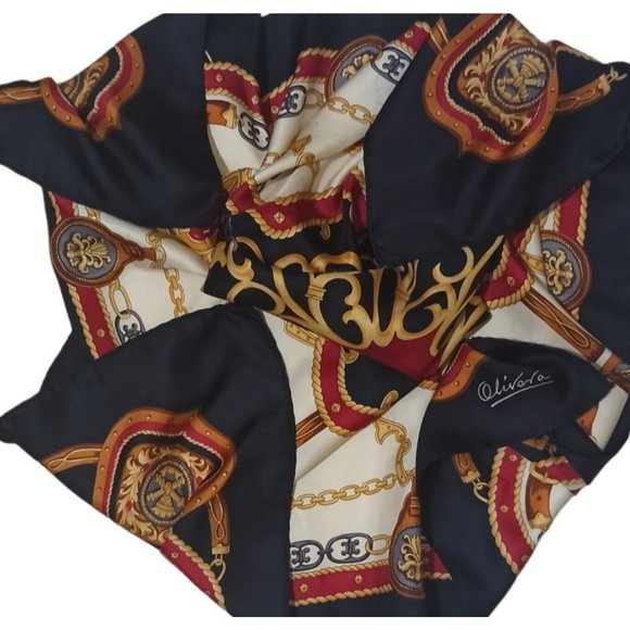 OLIVERA Blue Royal Silk Scarf 34.5"/ 34” EC - Picture 4 of 11